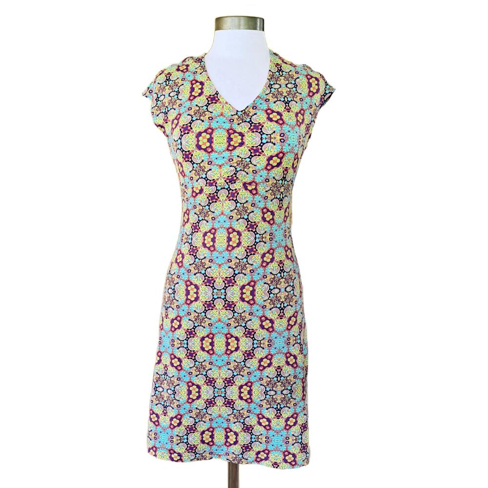 TITLE NINE Dress Stretch Jersey Size XS Multi Kaleidoscope Print Athleisure